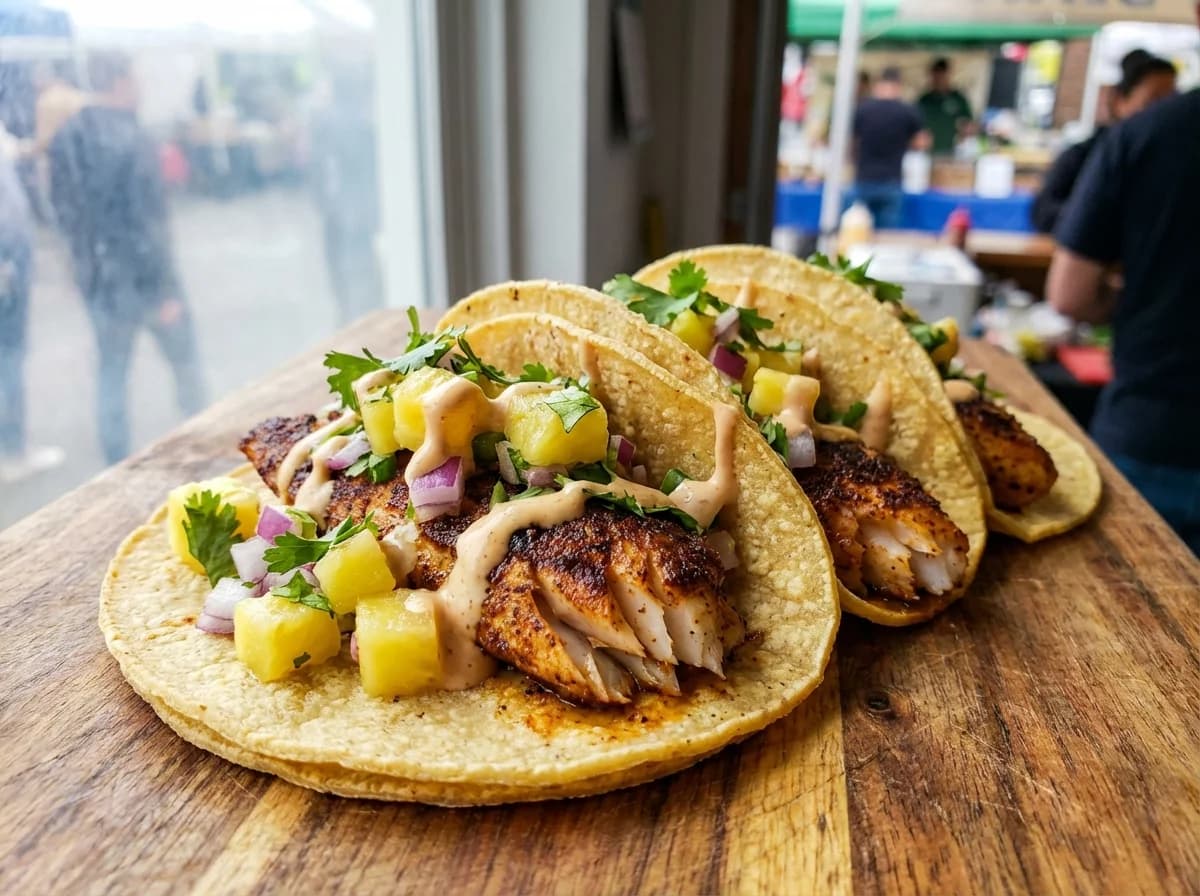 Blackened Cajun Fish Tacos with Pineapple Salsa