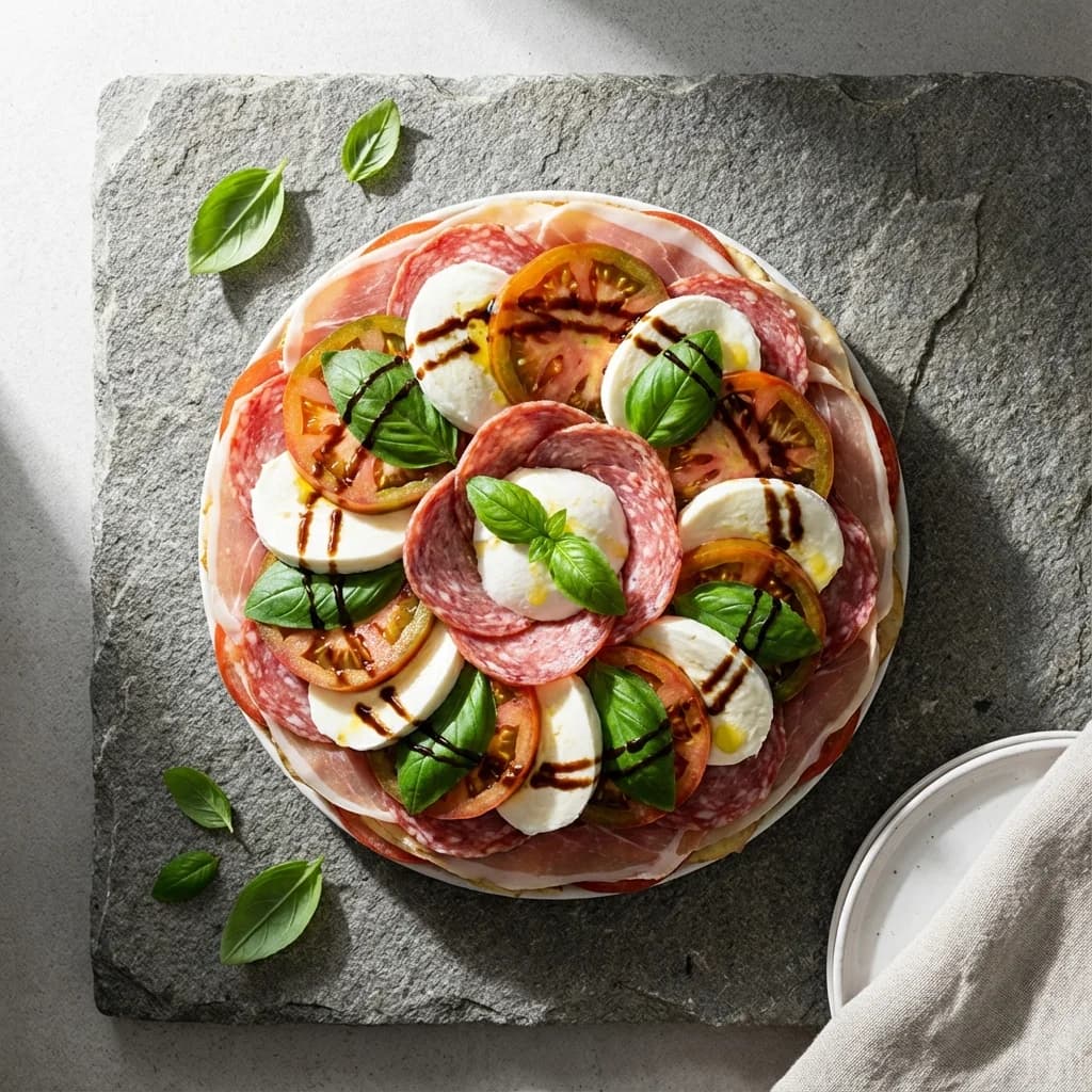 Caprese Torta de Fiambre with Fresh Basil