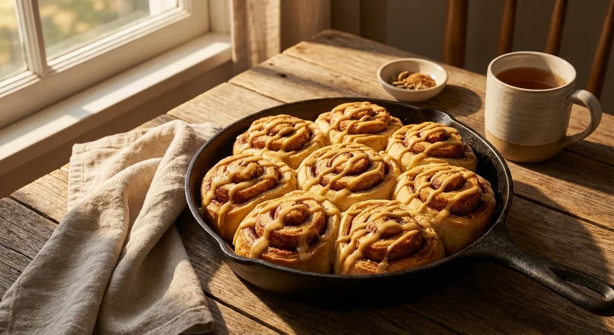 Cardamom Chai Glazed Cinnamon Buns