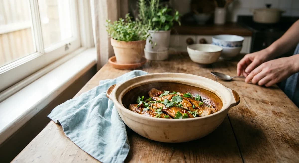 Classic Clay Pot Caramel Trout with Coconut Water