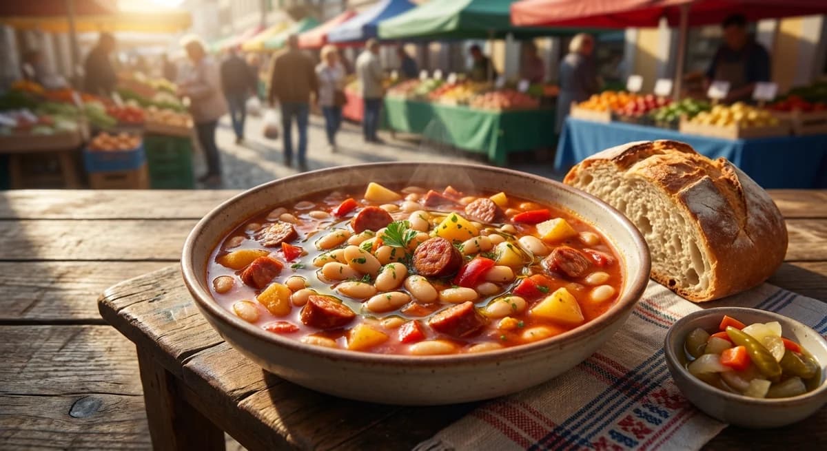 Classic Croatian Bean Stew with Smoked Sausage