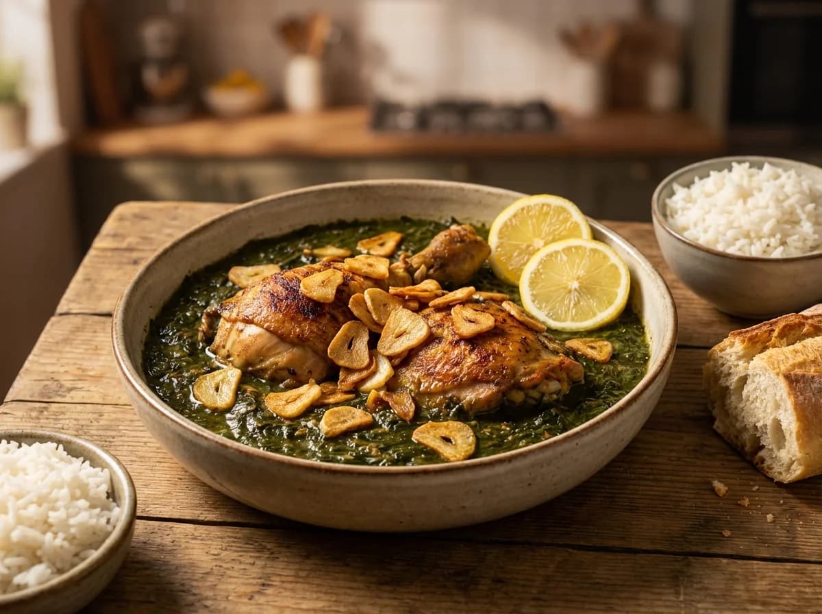 Classic Golden Garlic Chicken Mulukhiyah