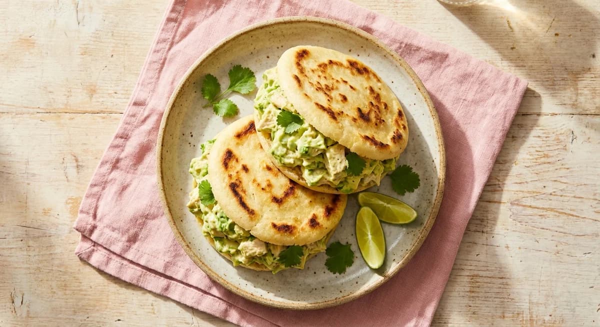 Classic Reina Pepiada Arepas with Avocado Chicken Salad