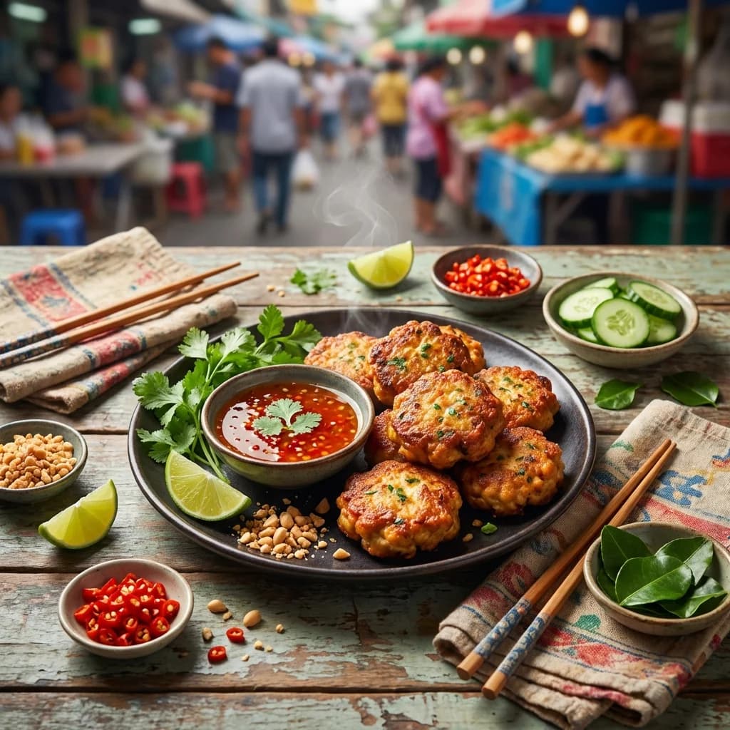 Classic Thai Chicken Cakes with Sweet Chili Sauce