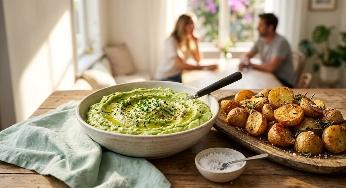 Creamy Avocado Dip with Roasted New Potatoes Recipe