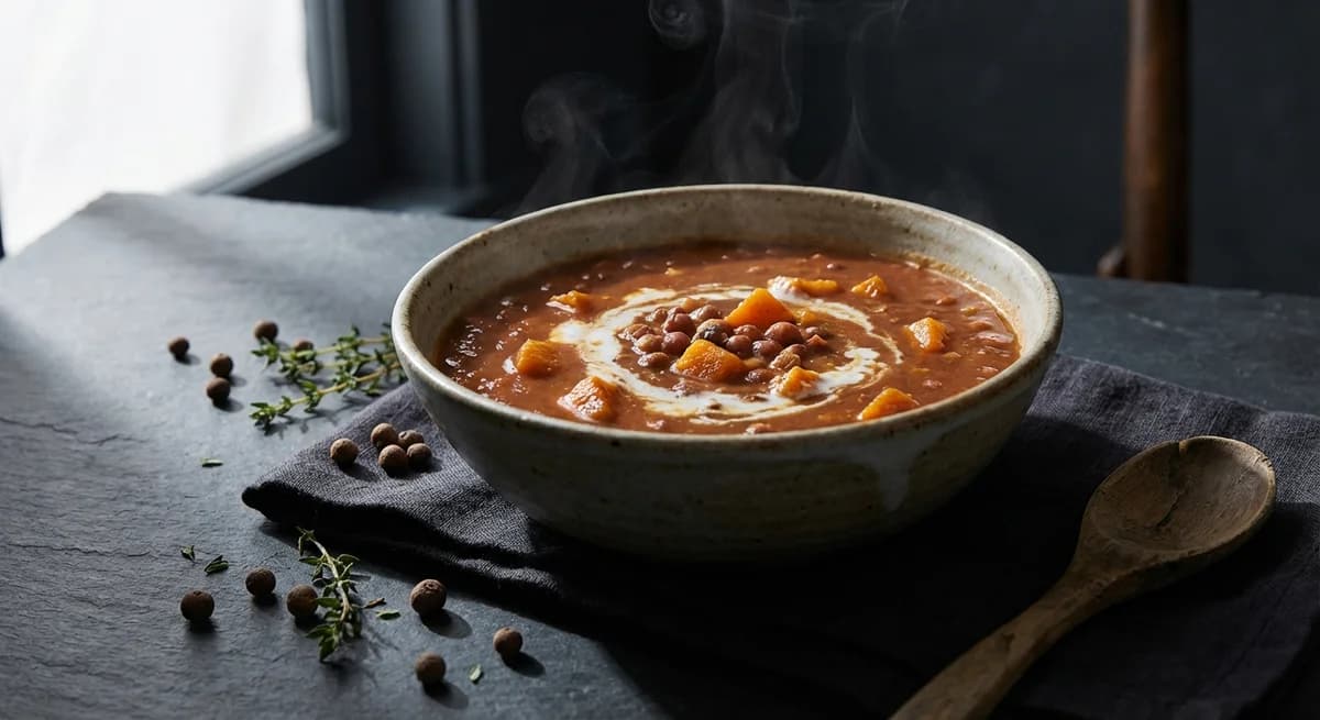Creamy Coconut & Pumpkin Red Peas Soup