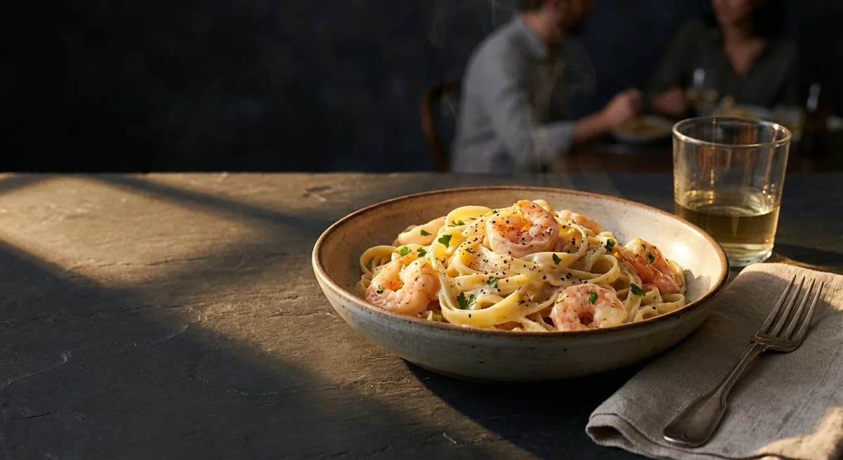 Creamy Garlic Shrimp Fettuccine Alfredo Recipe