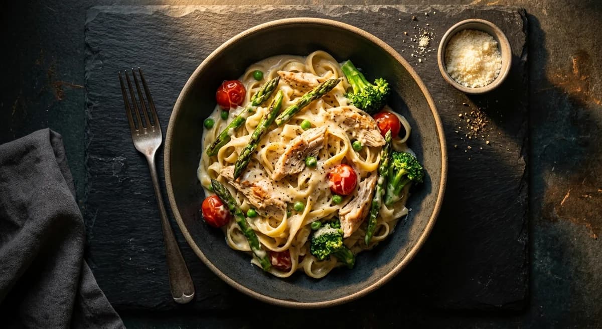 Creamy Homestyle Chicken Alfredo Primavera Recipe