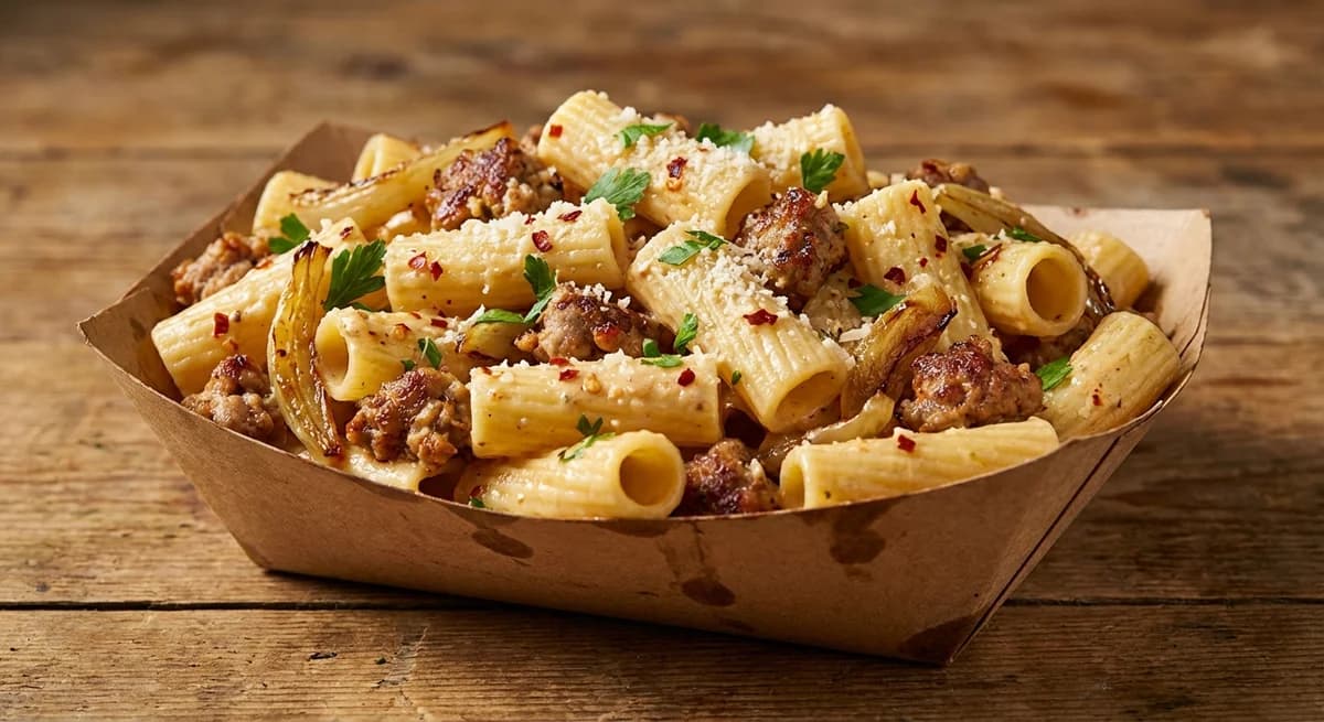 Creamy Rigatoni with Spicy Italian Sausage and Fennel