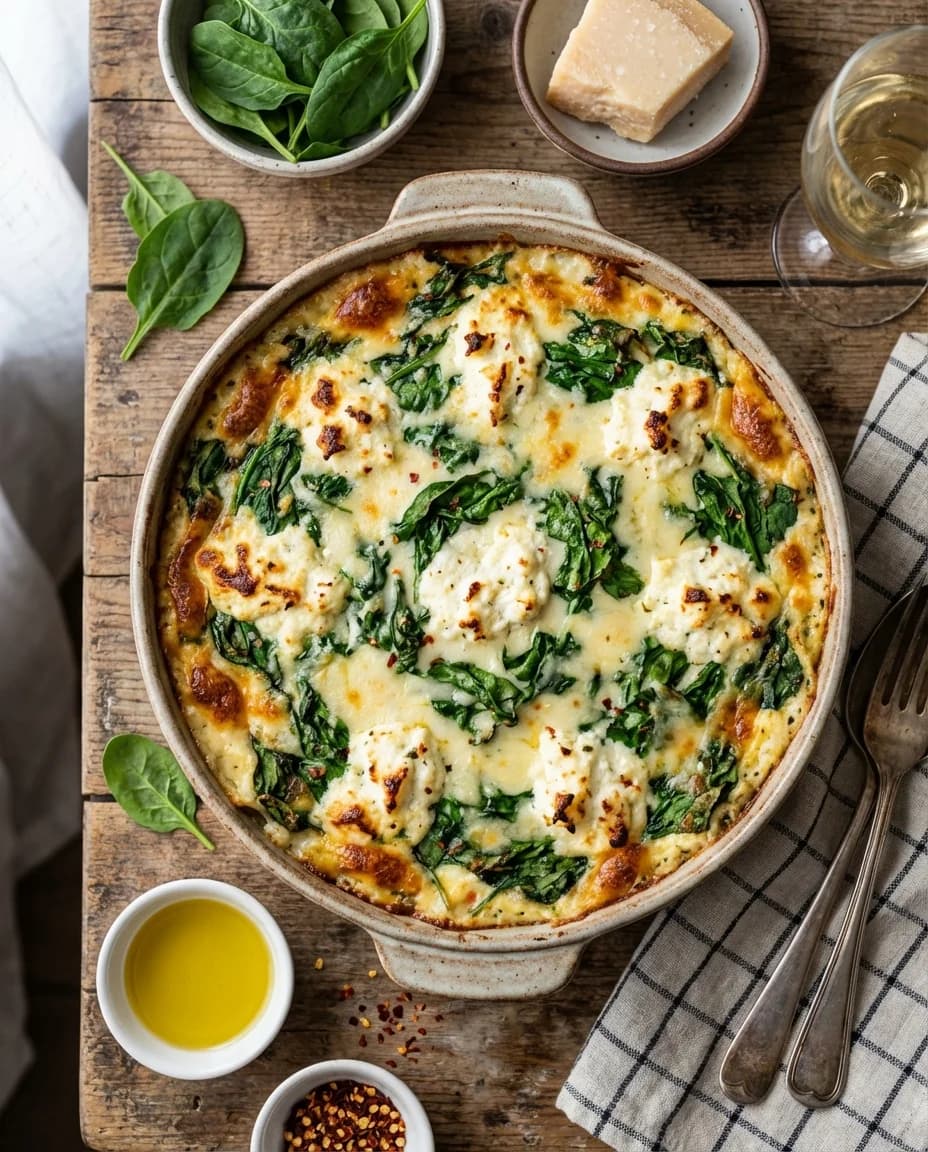 Creamy Spinach and Ricotta White Lasagna