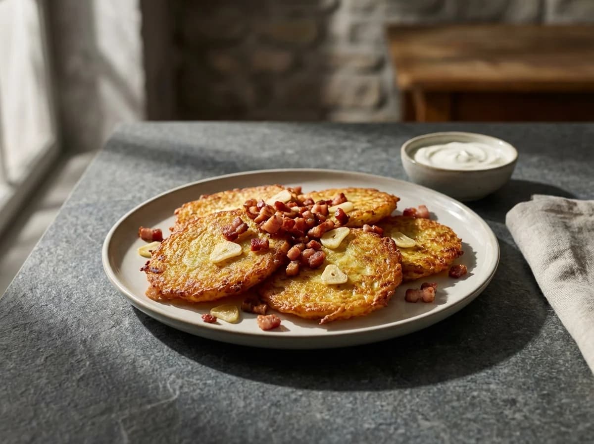Crispy Bacon and Garlic Zemiakové Placky