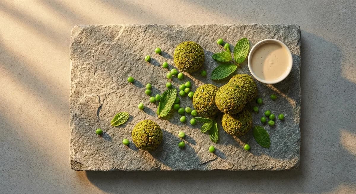 Crispy Emerald Green Falafel with Fresh Peas