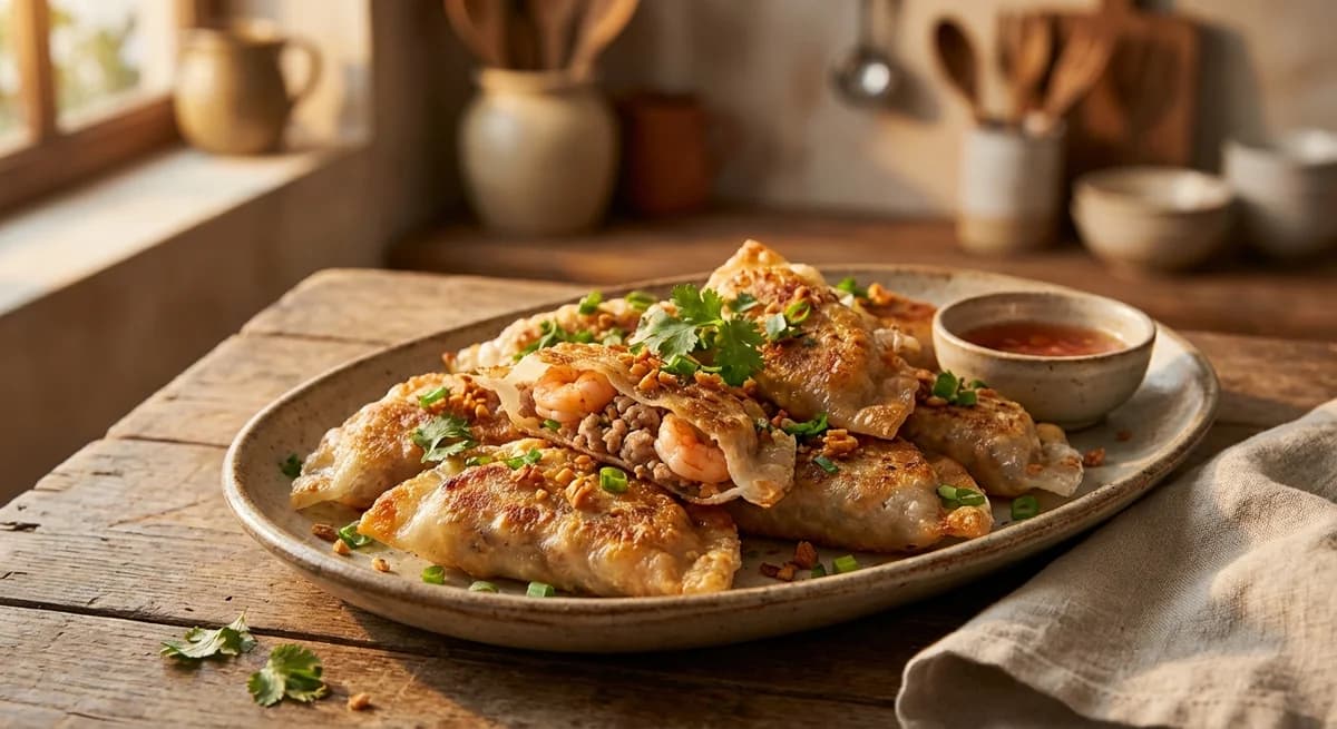 Crispy Garlic Shrimp and Pork Rice Paper Dumplings