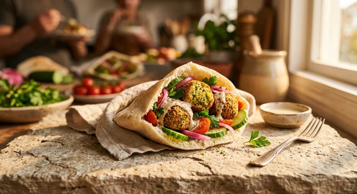 Crispy Homemade Falafel Pita Sandwich Recipe