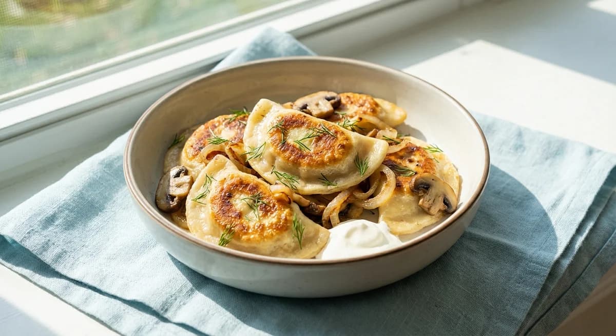 Crispy Pan-Fried Sauerkraut and Mushroom Pierogi