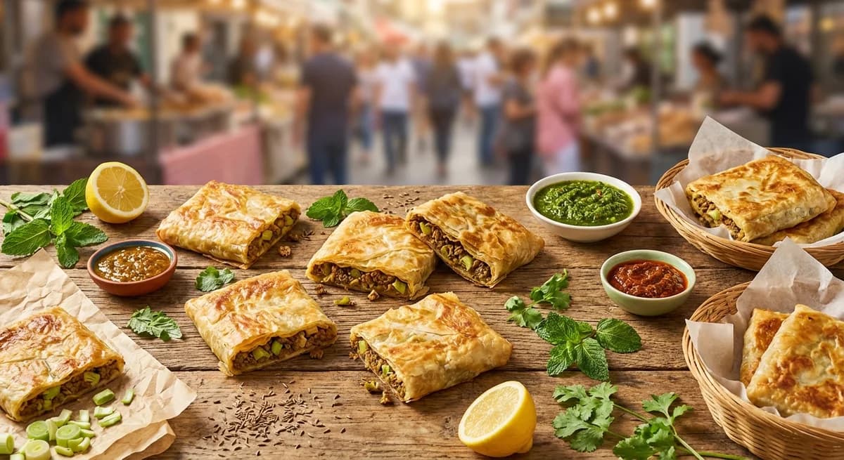 Crispy Spiced Lamb and Leek Mutabbaq