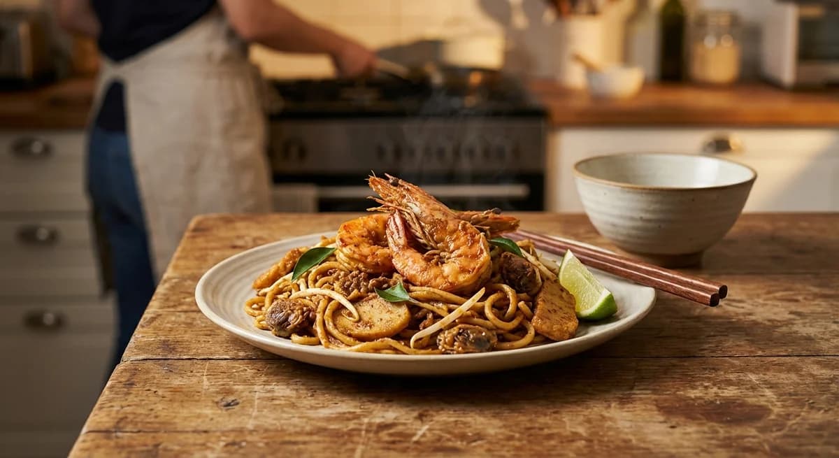 Dry Laksa Stir-Fry with King Prawns