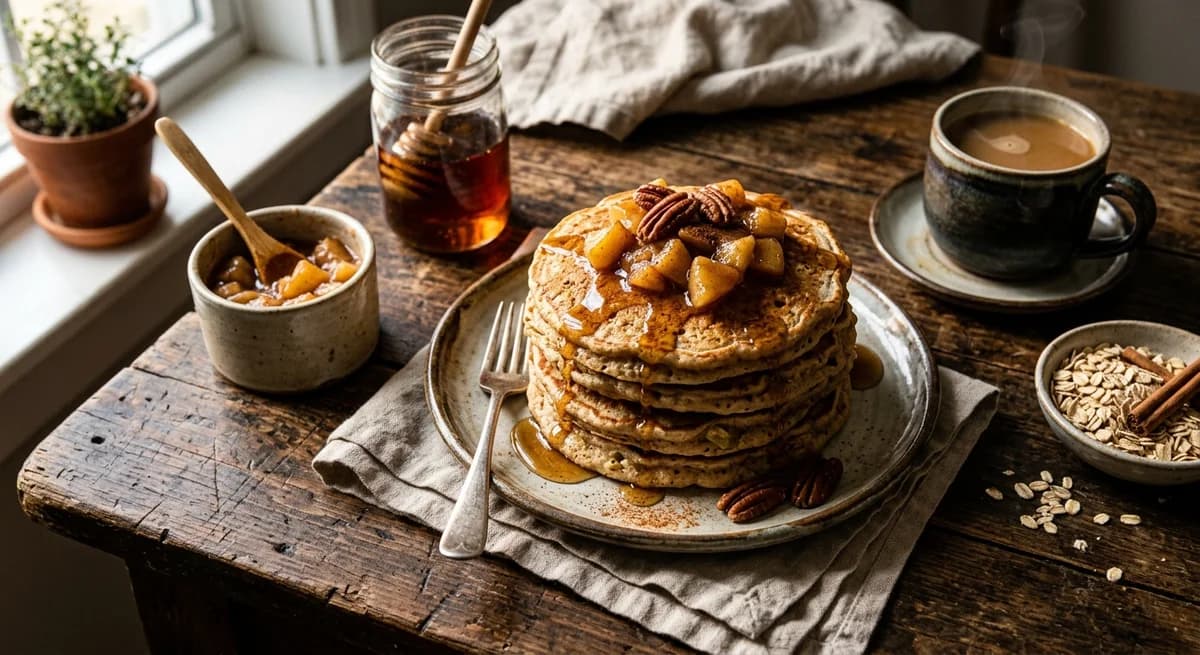 Fluffy Apple Cinnamon Oatmeal Pancakes Recipe