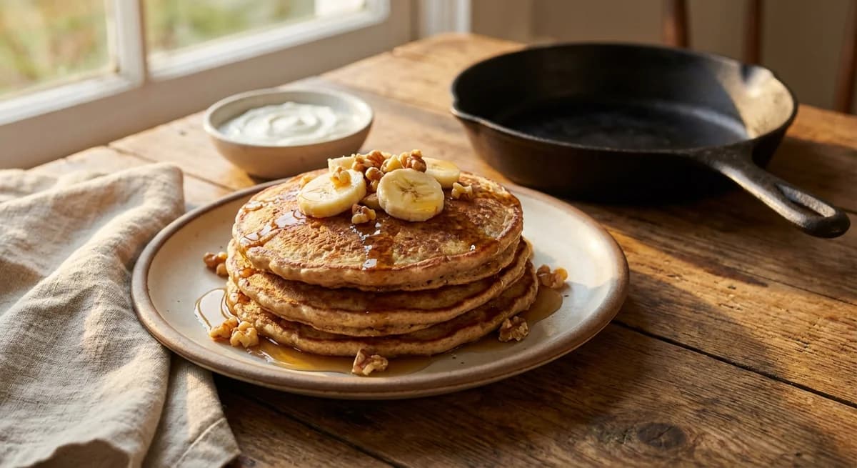 Fluffy Blender Banana Oatmeal Pancakes