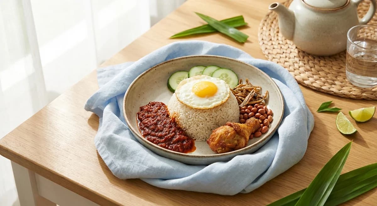 Fragrant Coconut Nasi Lemak with Spicy Sambal