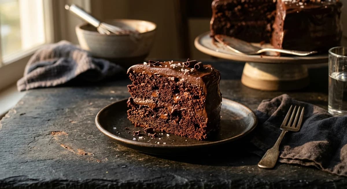 Fudgy Double Vegan Chocolate Cake Recipe