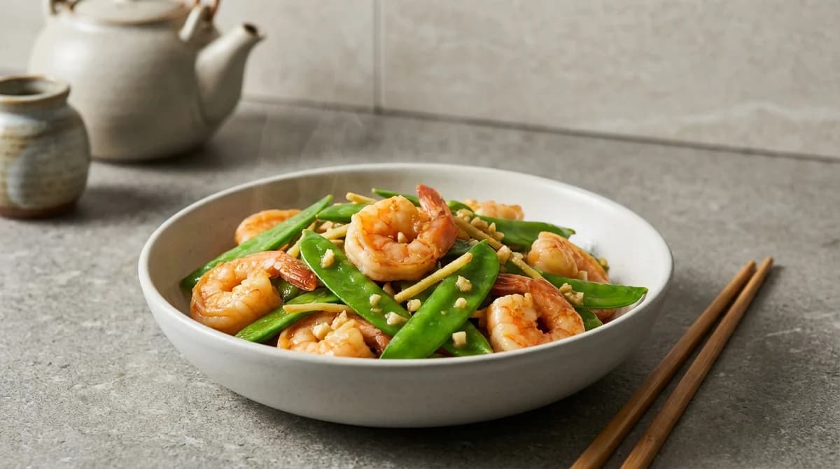 Garlic Ginger Shrimp with Snow Peas Stir-Fry Recipe