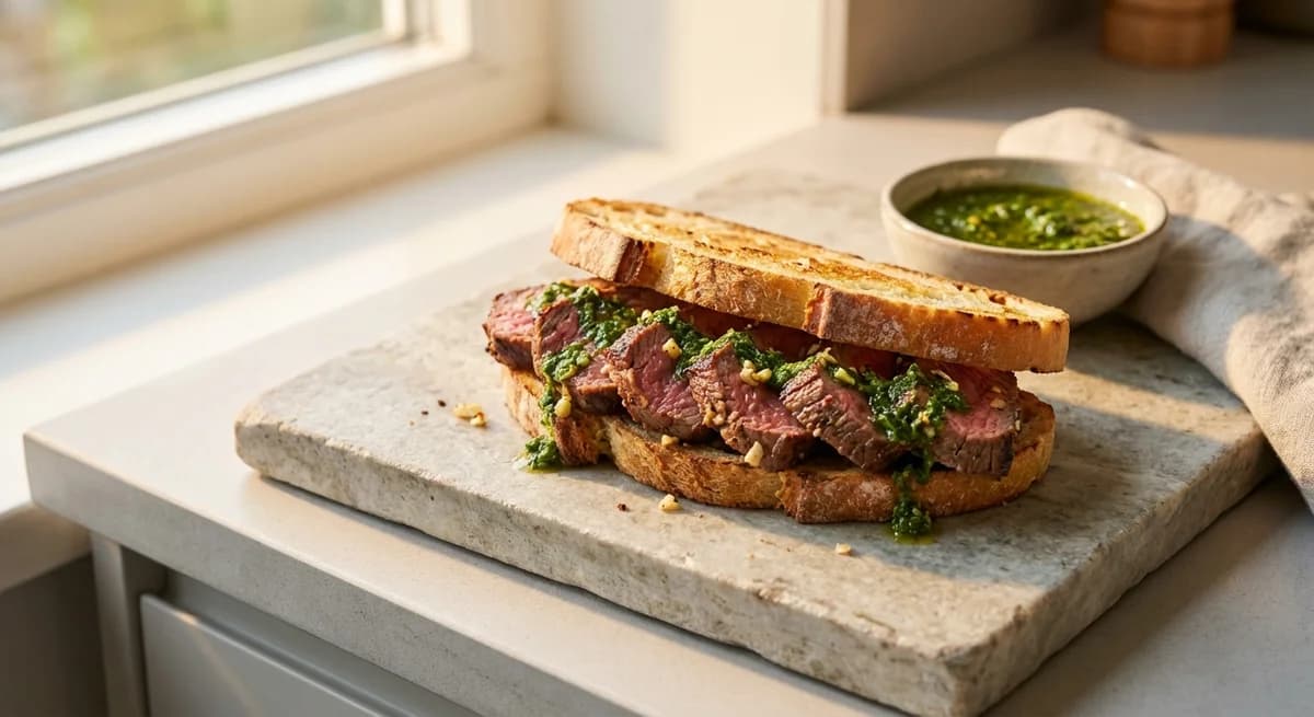 Garlicky Sirloin Prego with Fresh Green Piri-Piri Sauce