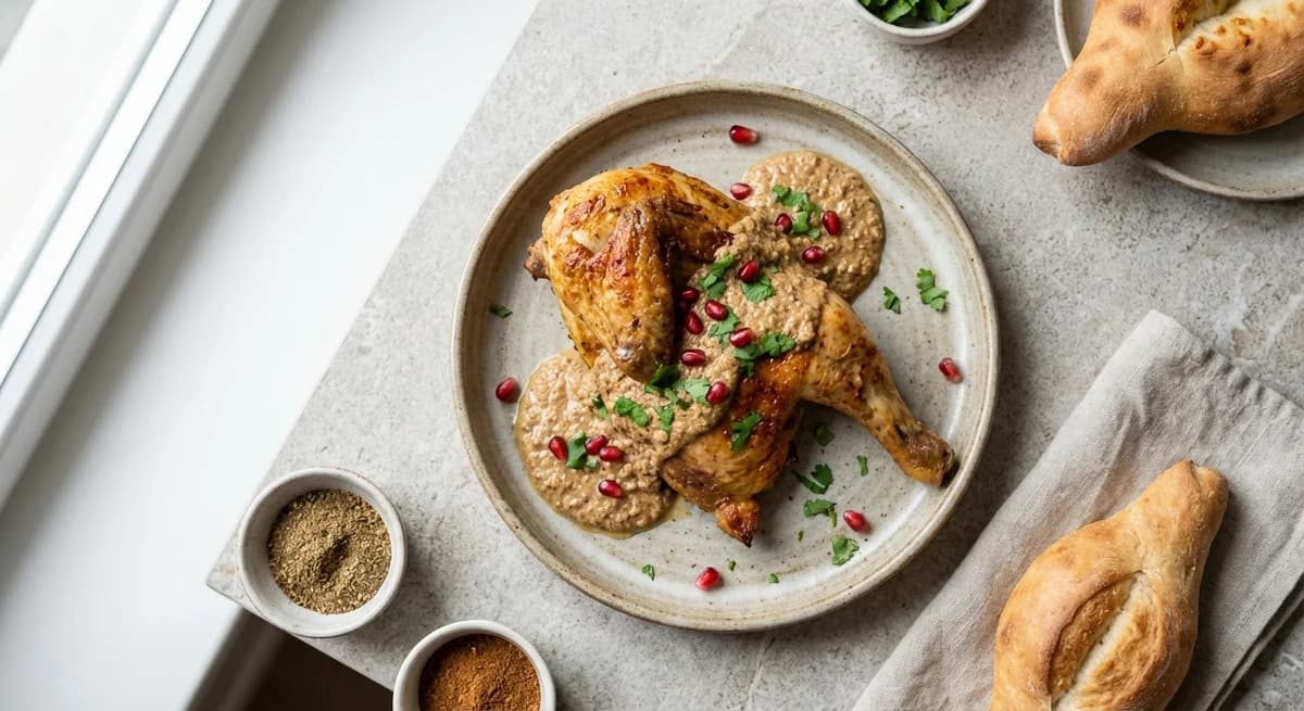 Georgian-Inspired Roasted Chicken with Savory Walnut Sauce