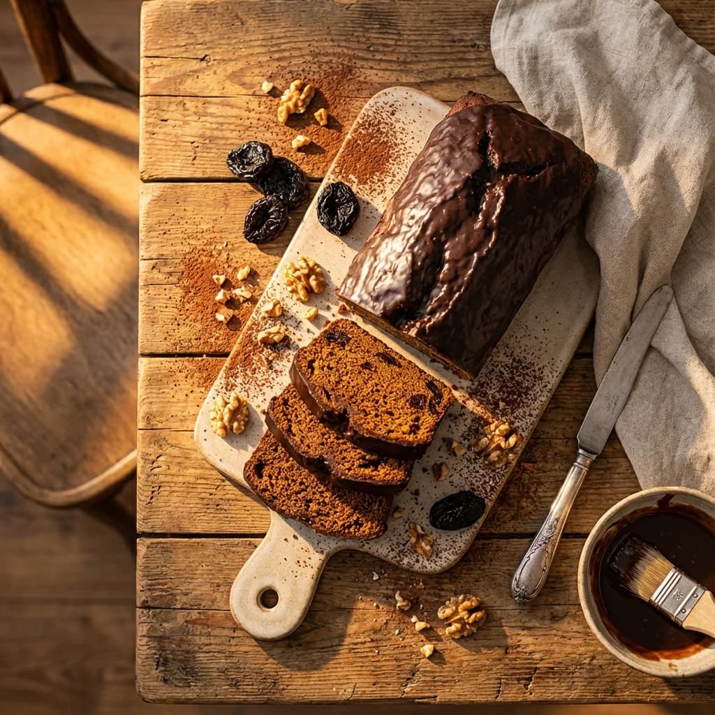 Glazed Chocolate Plum Piernik Loaf