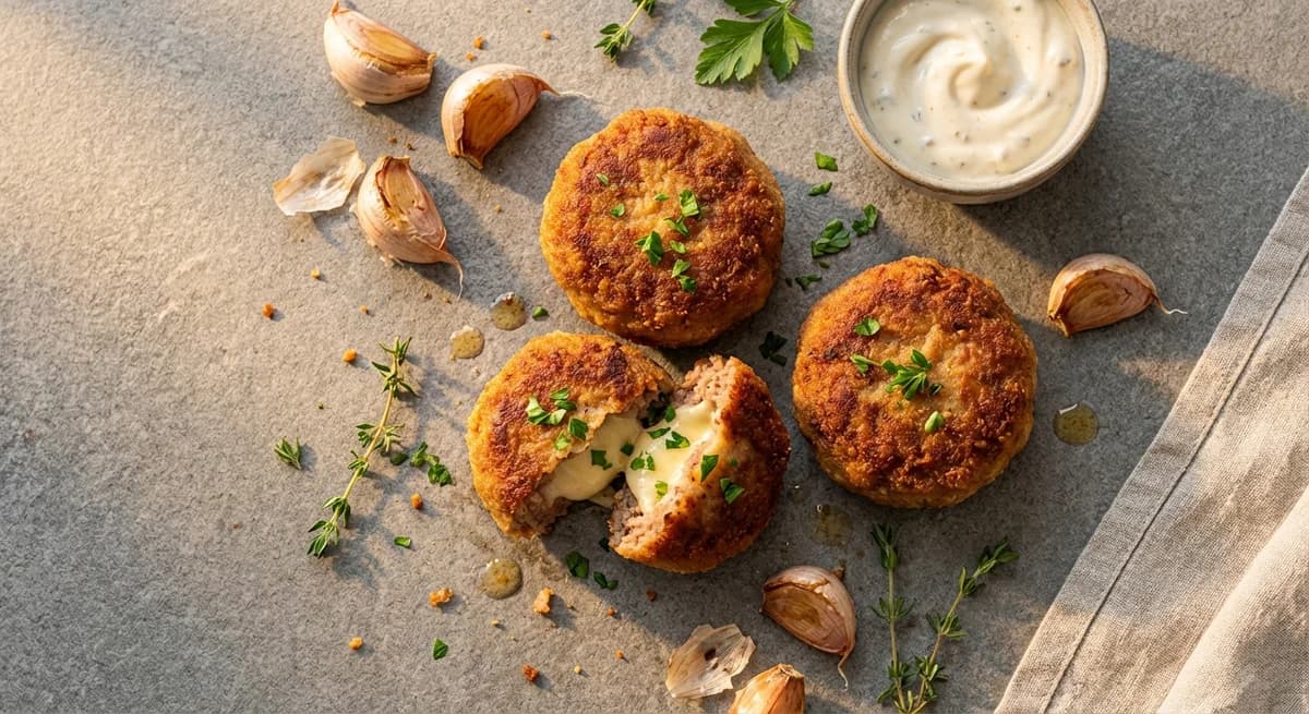 Golden Cheese-Stuffed Fašírky with Garlic