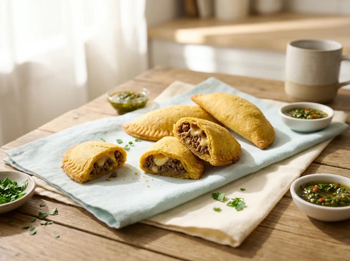 Golden Cornmeal Empanadas with Beef and Cheese