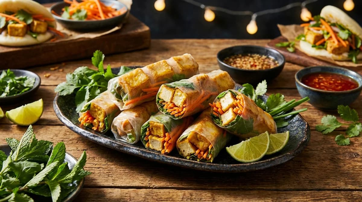 Golden Lemongrass Tofu Rice Paper Parcels
