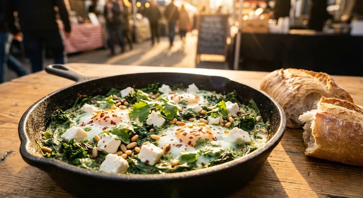 Healthy Green Shakshuka with Feta Cheese Recipe