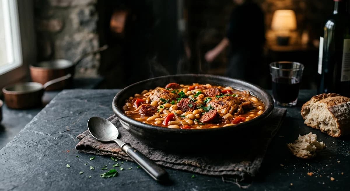 Hearty Homestyle Spanish Beans with Chicken and Chorizo