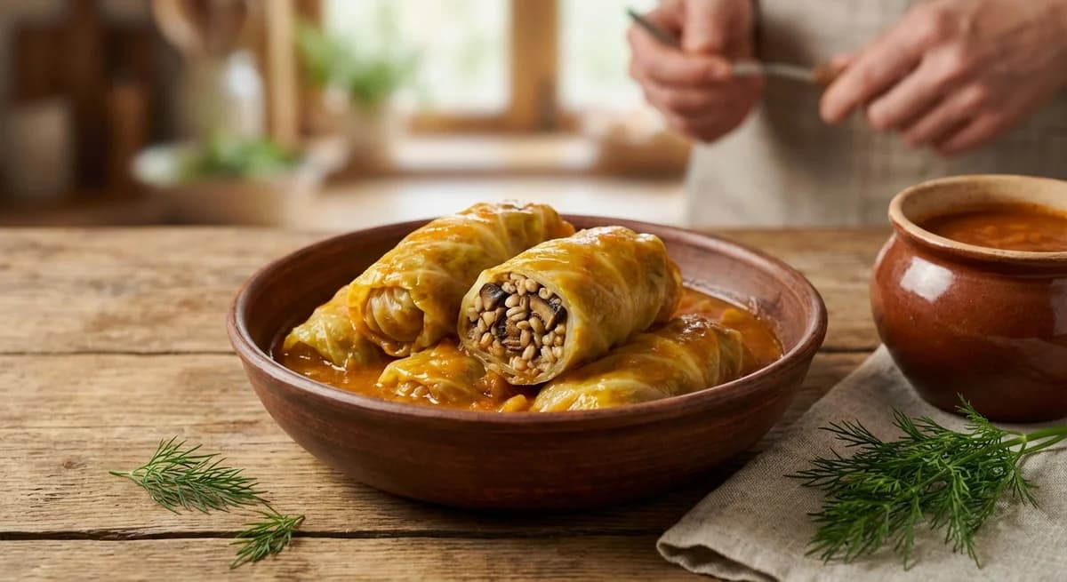 Hearty Mushroom and Barley Golabki