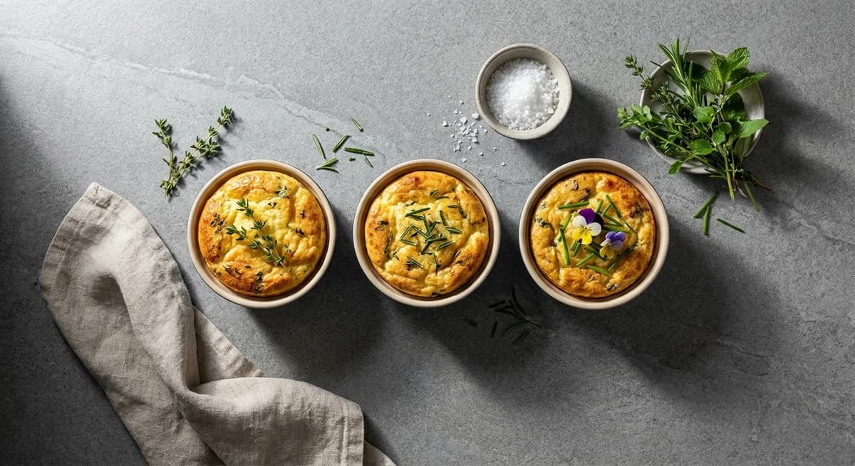 Herb-Infused Trio Cheese Soufflé