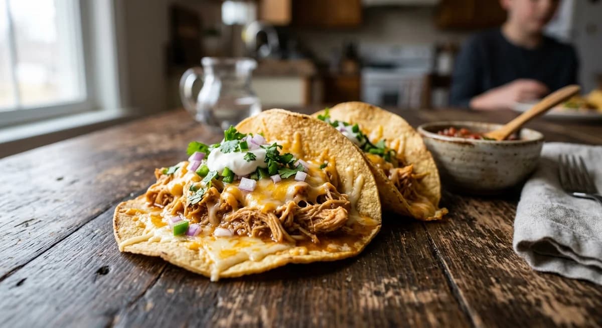 Homestyle Cheesy Crock Pot Chicken Baked Tacos Recipe