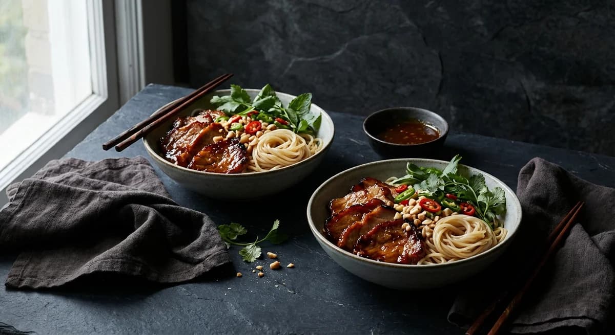 Honey-Lemongrass Glazed Pork Noodle Bowls