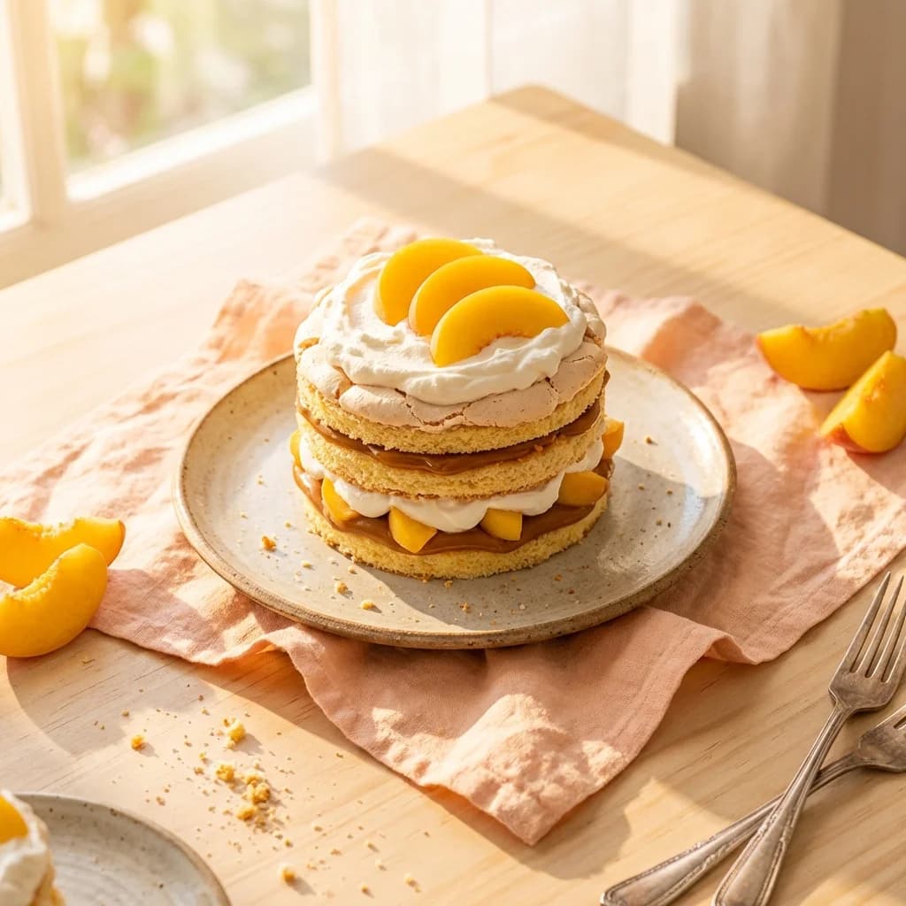 Layered Postre Chajá with Peaches