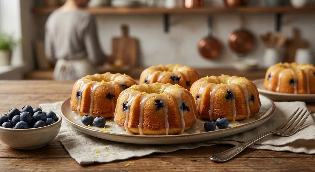 Lemon Blueberry Mini Bundt Cakes with Zesty Glaze