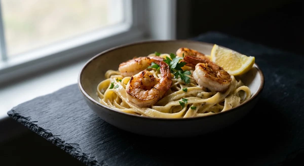 Lemon Garlic Shrimp Fettuccine Alfredo