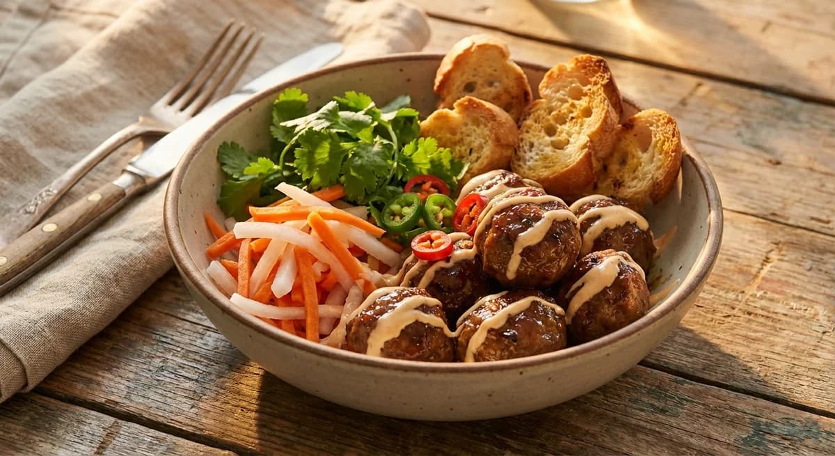 Lemongrass Beef Meatball Banh Mi Bowls