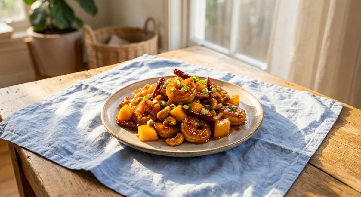 Mango Cashew Kung Po Prawns