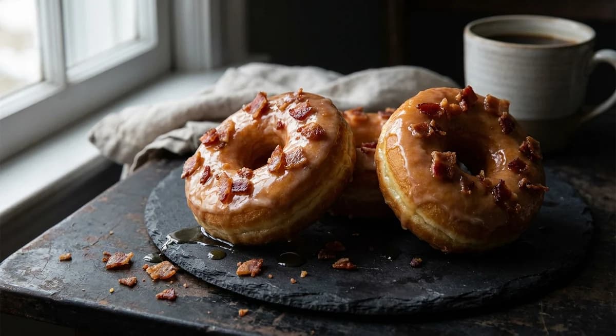 Maple Bacon Glazed Yeast Donuts