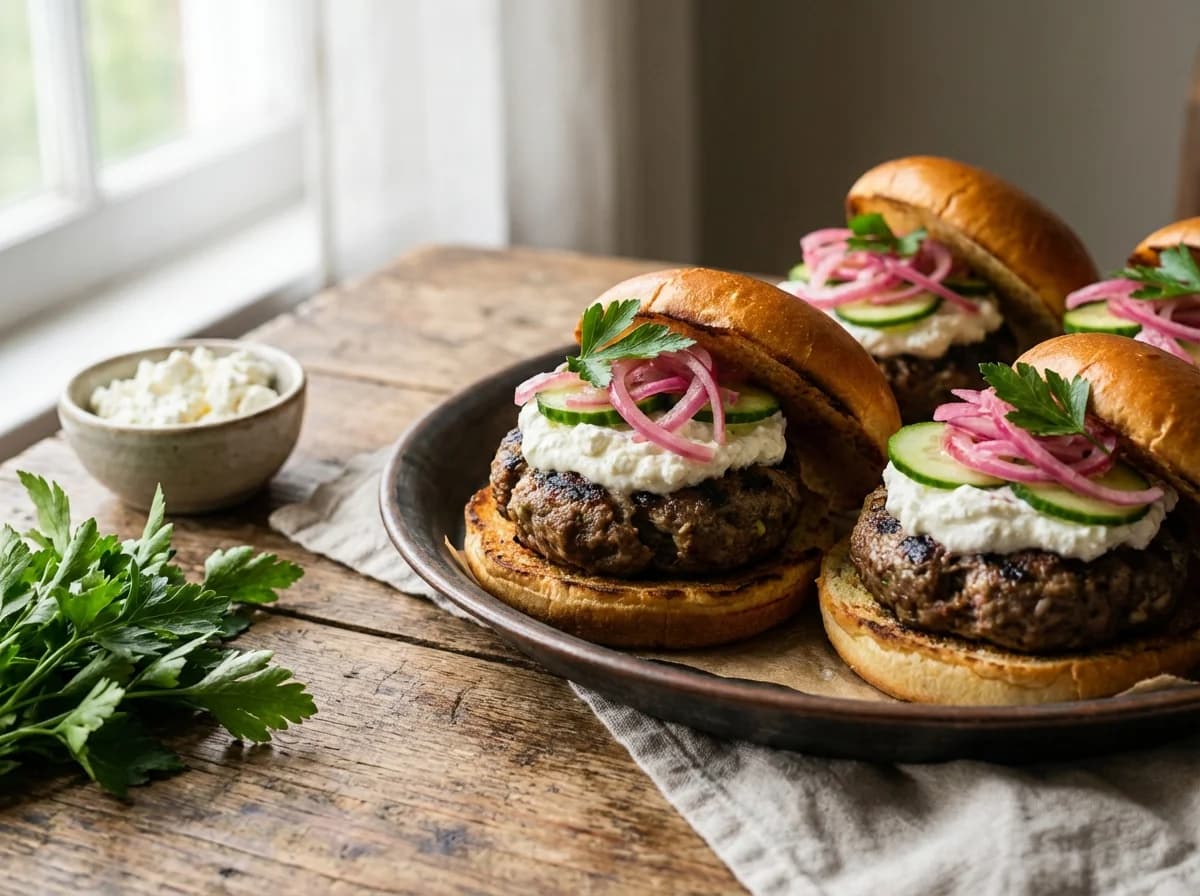 Mediterranean Lamb Kofta Burgers with Whipped Feta
