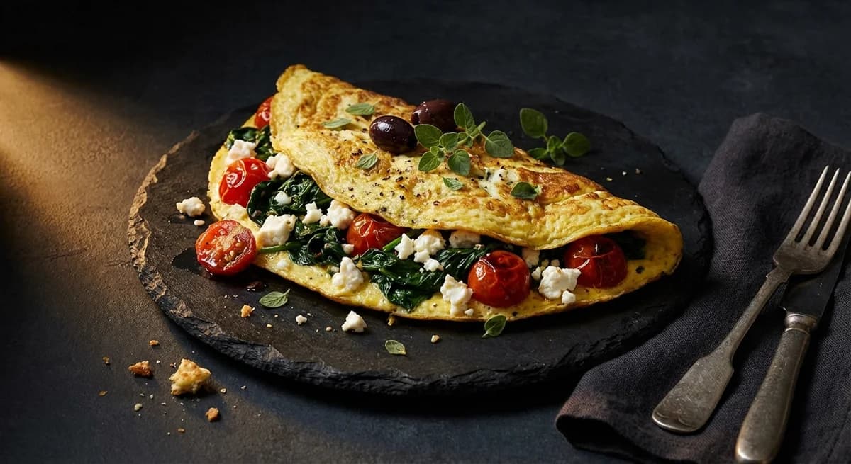 Mediterranean Spinach and Feta Omelette