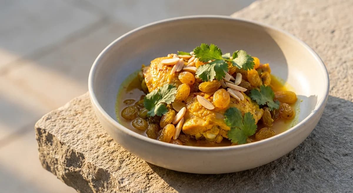 Moroccan-Style Saffron Chicken with Golden Raisins
