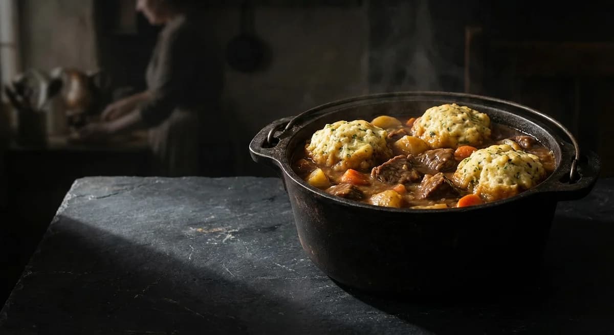 Old-Fashioned Beef Stew with Fluffy Herb Dumplings