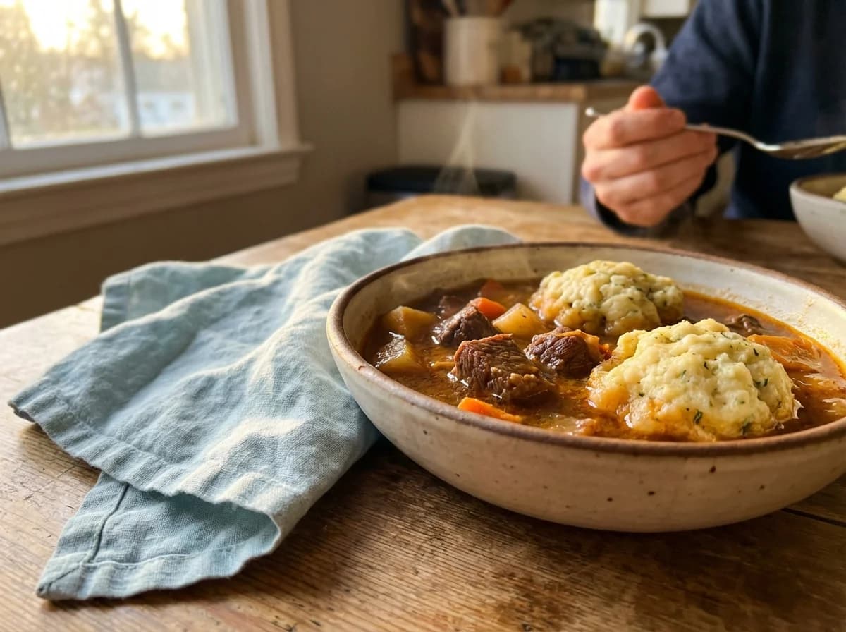 Old-Fashioned Beef Stew with Fluffy Herb Dumplings