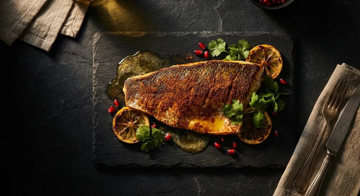 Pan-Seared Barramundi with Ras el Hanout and Lemon Butter